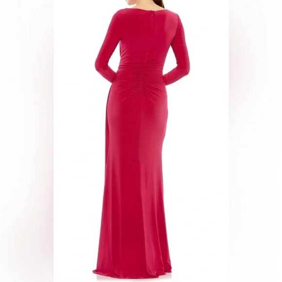 Mac Duggal MD26714 Long Sleeve Red Jersey Gown - Picture 2 of 5